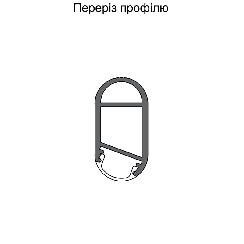 Труба овальна з пазом для LED-стрічки і лінзою Lumine 30х15, алюміній, срібло Труба овальна з пазом для LED-стрічки і лінзою Lumine 30х15, алюміній, срібло