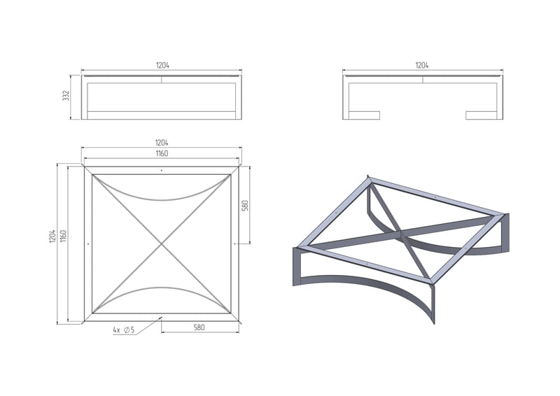 Опора журнального стола Loft SQUARE 120 RAL 9005 Опора журнального стола Loft SQUARE 120 RAL 9005