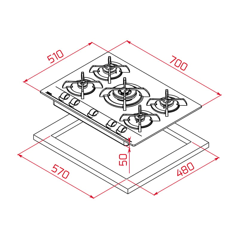 Газовая поверхность GBC 75030 BK Teka (112580028) Газовая поверхность GBC 75030 BK Teka (112580028)