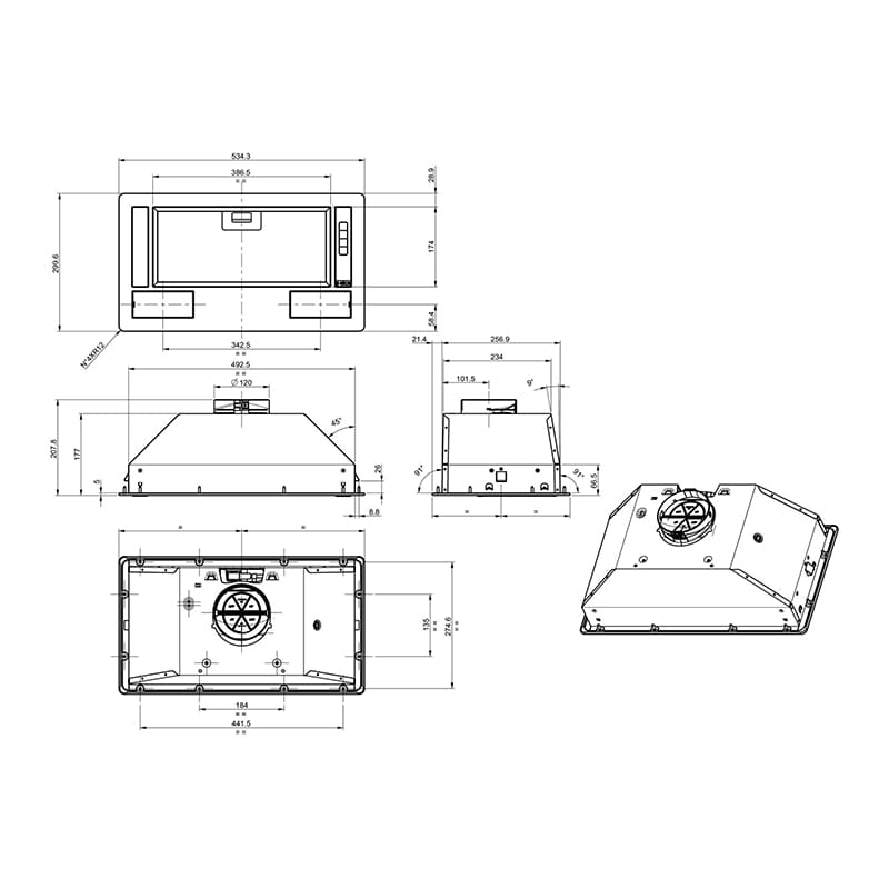 Вытяжка встраиваемая BHI681EB 54 см Gorenje