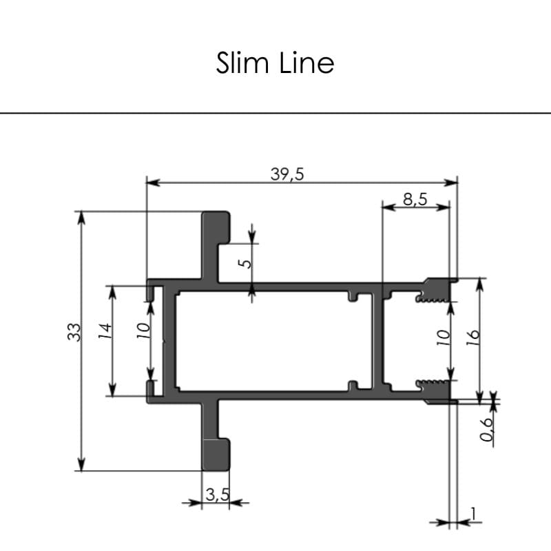 Профиль вертикальный закрытый Slim Line с пазом анодир.графит анод / 5,2 м