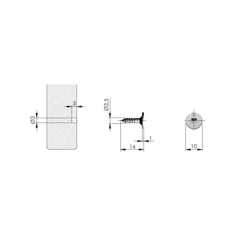 K Push TECH планка круглая саморез Ø10 L14 Italiana Ferramenta