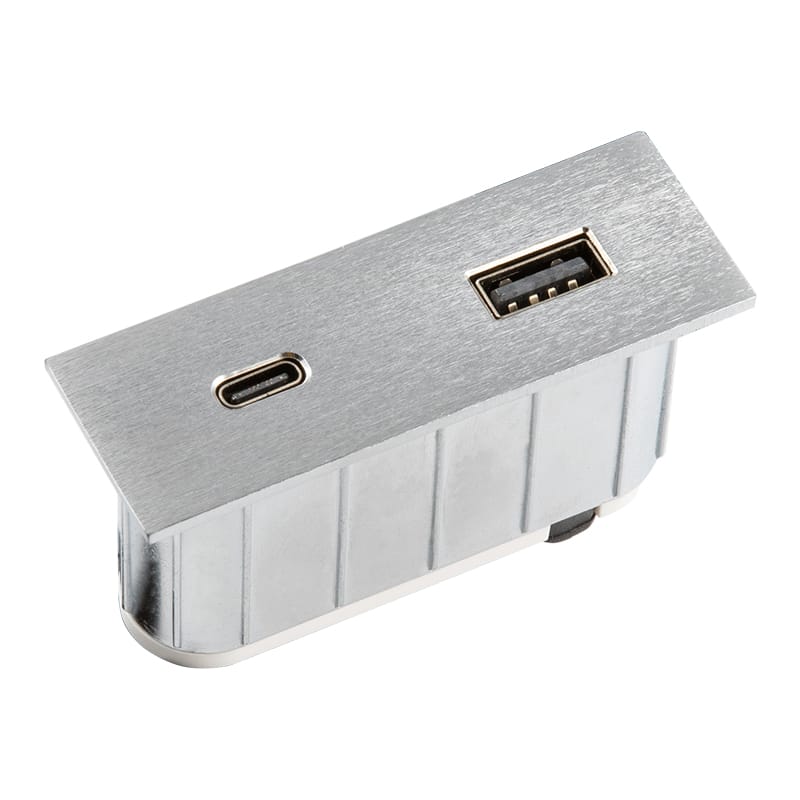 VersaPICK USB-розетка прямокутна, 1 USB порту (5В/9В, 3А/2A),110-220В, IP20, ZAMAK, нержавіюча сталь VersaPICK USB-розетка прямокутна, 1 USB порту (5В/9В, 3А/2A),110-220В, IP20, ZAMAK, нержавіюча сталь