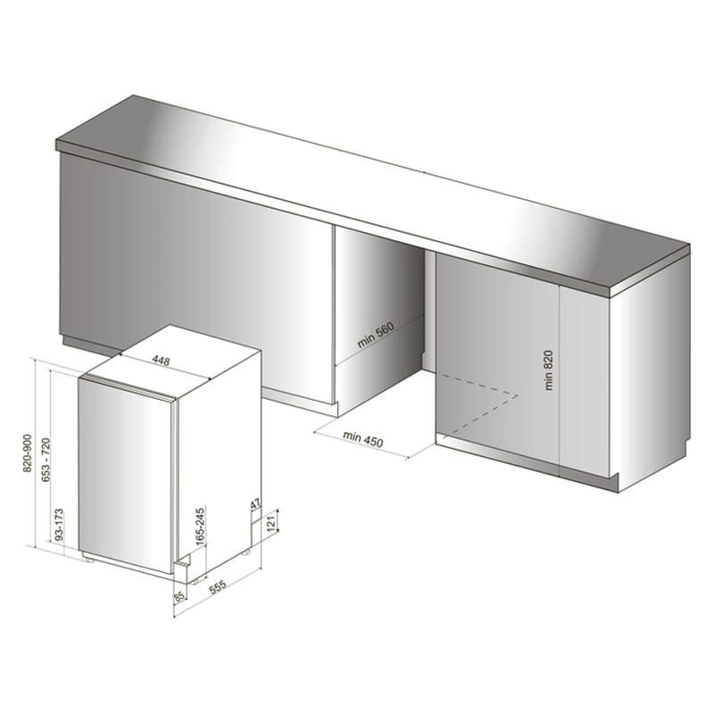 Посудомийна машина вбудована HSIO3O23WFE 45см біла Hotpoint-Ariston