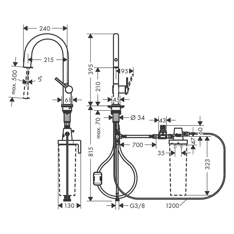 Смеситель для кухни Aqittura M91 FilterSystem 210 (в/ш) черный матовый Hansgrohe (76803670) Смеситель для кухни Aqittura M91 FilterSystem 210 (в/ш) черный матовый Hansgrohe (76803670)