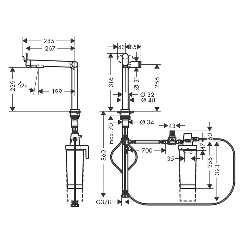 Змішувач для кухні Aqittura M91 FilterSystem 240 під сталь Hansgrohe (76804800) Змішувач для кухні Aqittura M91 FilterSystem 240 під сталь Hansgrohe (76804800)