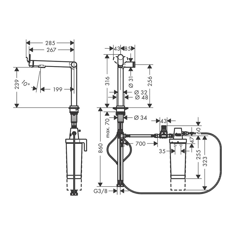 Змішувач для кухні Aqittura M91 FilterSystem 240 чорний матовий Hansgrohe (76804670) Змішувач для кухні Aqittura M91 FilterSystem 240 чорний матовий Hansgrohe (76804670)