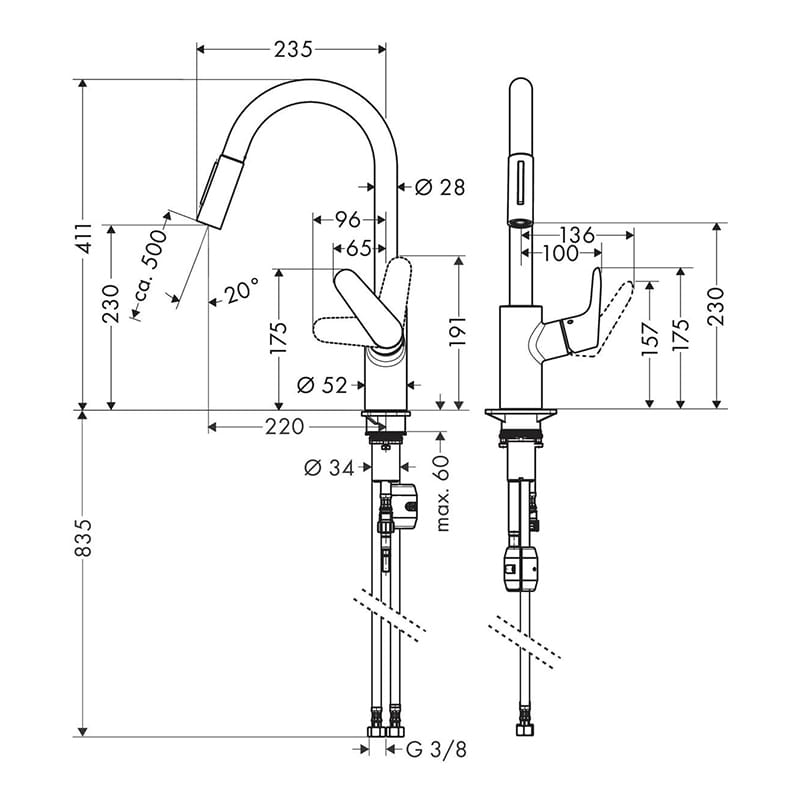 Змішувач для кухні Focus M41 KM240 (в/ш) чорний матовий Hansgrohe (31815670)
