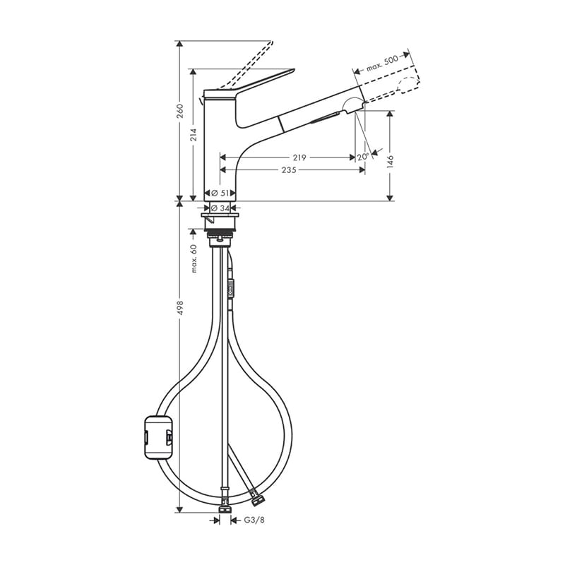 Смеситель для кухни Zesis M33 KM150 (в/ш) черный матовый Hansgrohe (74800670)