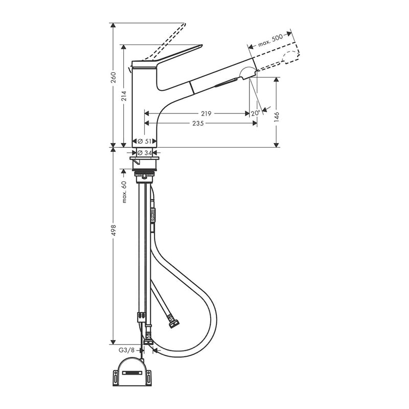 Змішувач для кухні Zesis M33 KM150s Box lite (в/ш) сталь Hansgrohe (74803800)