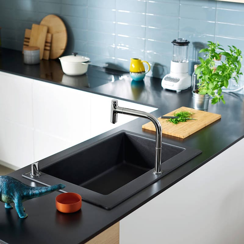 Мийка кухонна граніт S51 без крила накладна, сірий камінь Hansgrohe (43313290) Мийка кухонна граніт S51 без крила накладна, сірий камінь Hansgrohe (43313290)