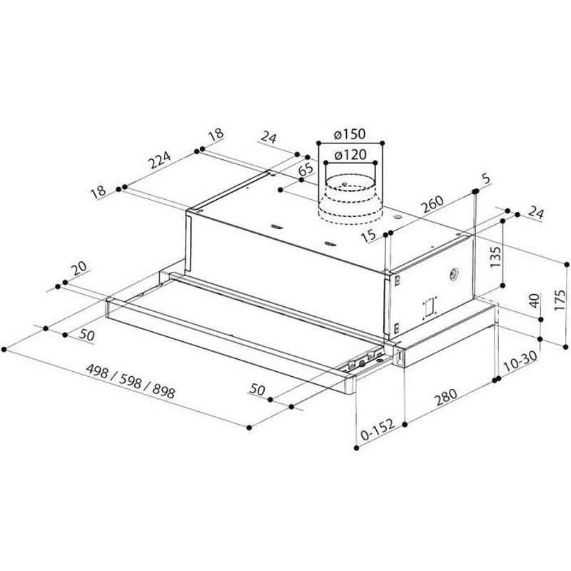 Вытяжка телескопическая Flexa Ng Glass Bk A60, черный Faber (315.0635.106)