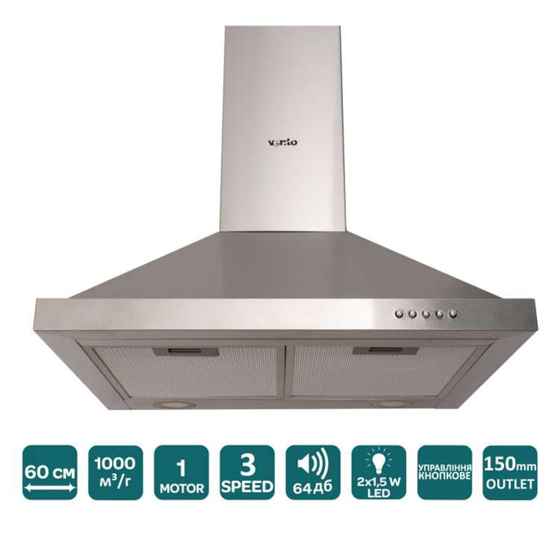 Пристенная вытяжка LAZIO 60 INOX (1000) LED VENTOLUX Пристенная вытяжка LAZIO 60 INOX (1000) LED VENTOLUX