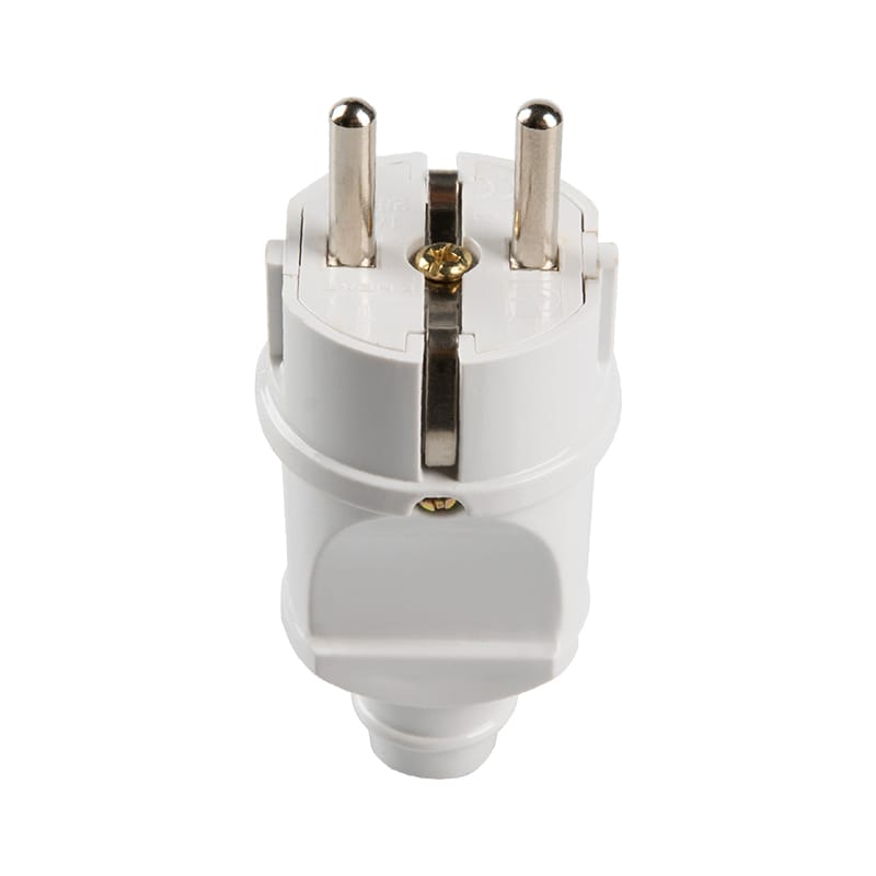 Вилка побутова, пряма,250W,16А, біла