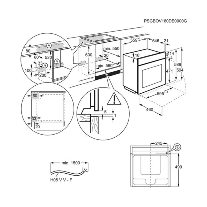 Духова шафа електрична EOB8S39WZ чорний Electrolux
