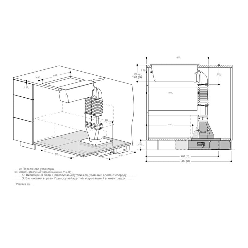 Вытяжка встроенная в столешницу VL414115 15см. нержавеющая сталь GAGGENAU Вытяжка встроенная в столешницу VL414115 15см. нержавеющая сталь GAGGENAU