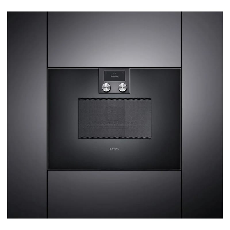 Компактный духовой шкаф с микроволновым режимом BM450100 правый антрацит GAGGENAU
