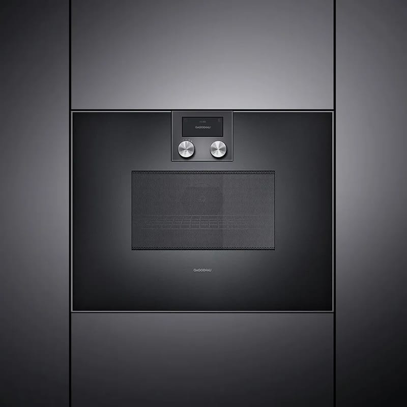Компактный духовой шкаф с микроволновым режимом BM451100 левый антрацит GAGGENAU Компактный духовой шкаф с микроволновым режимом BM451100 левый антрацит GAGGENAU