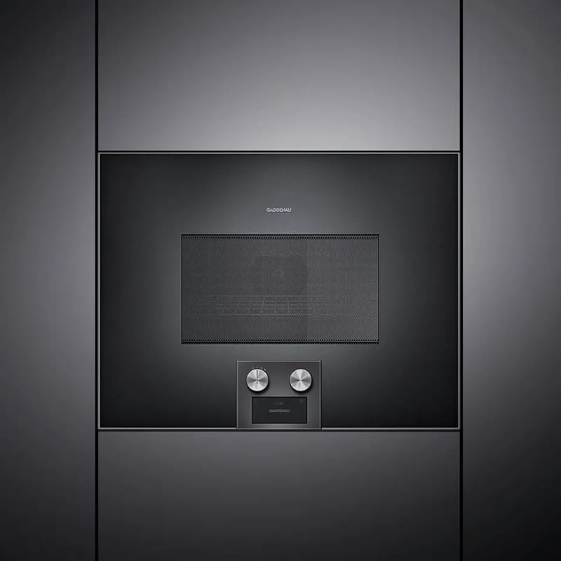 Компактна духова шафа з мікрохвильовим режимом BM455100 ліва антрацит GAGGENAU