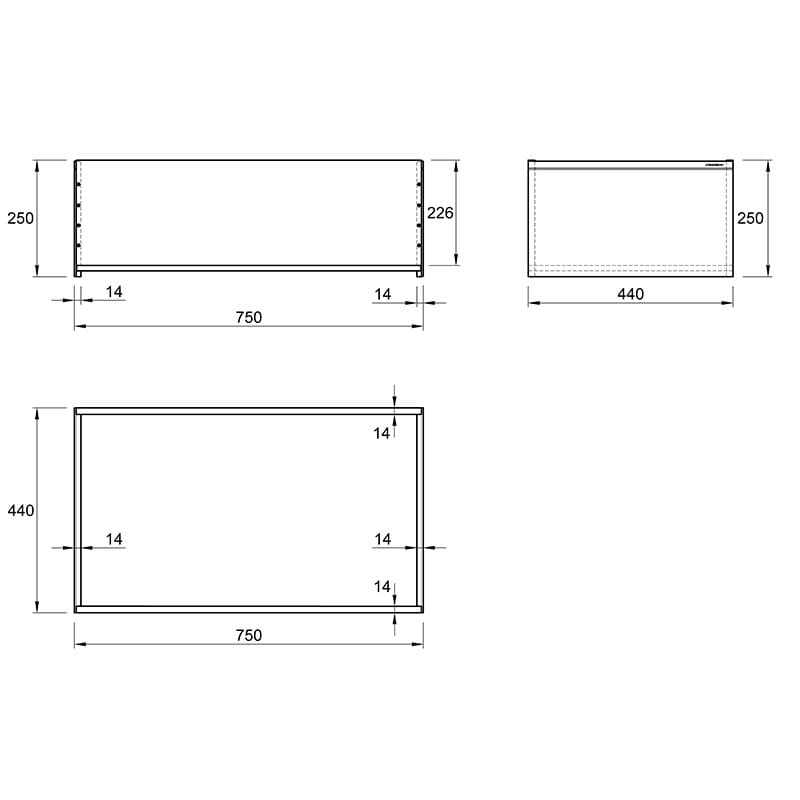 Ящик деревянный ERGOBOX W=750мм L=440мм Н=250мм (B.750.440.250)