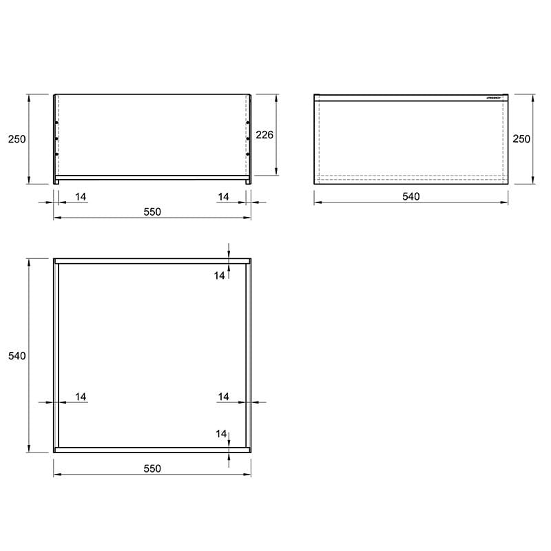 Шухляда дерев'яна ERGOBOX W=550мм L=540мм Н=250мм (B.550.540.250)