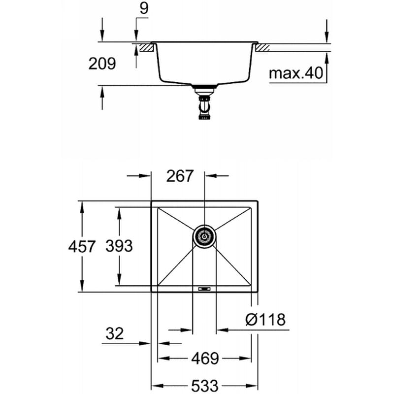 Мойка кухонная K700U, гранит, прямоуголь., без крыла, 533x457x205мм, серый гранит Grohe (31654AT0) Мойка кухонная K700U, гранит, прямоуголь., без крыла, 533x457x205мм, серый гранит Grohe (31654AT0)