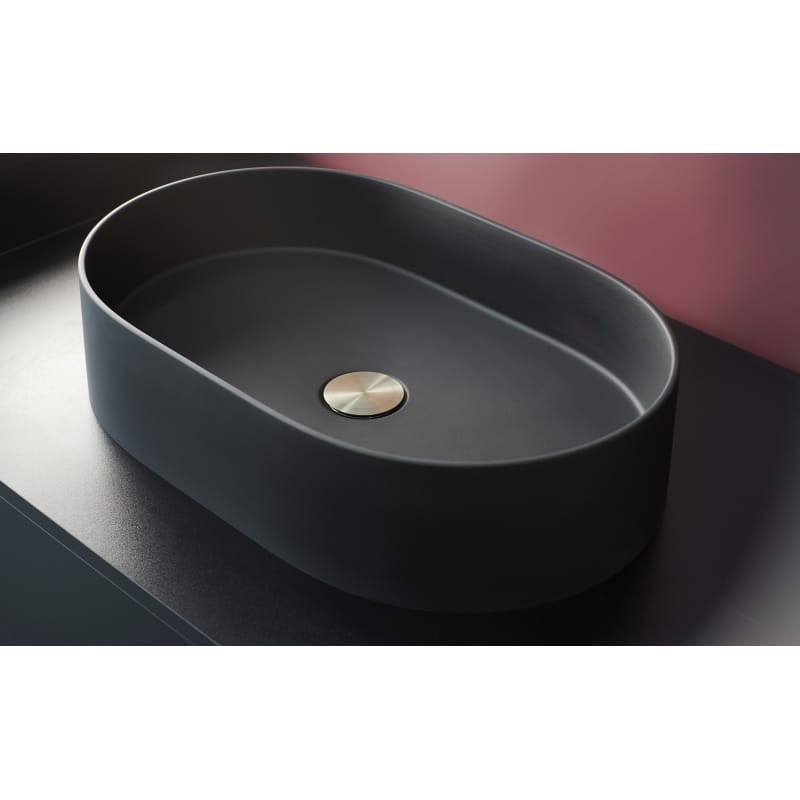 Раковина Silia, гранит, овальная, без крыла, 350х550х105мм, черный матовый Deante (CQS_NU6S)