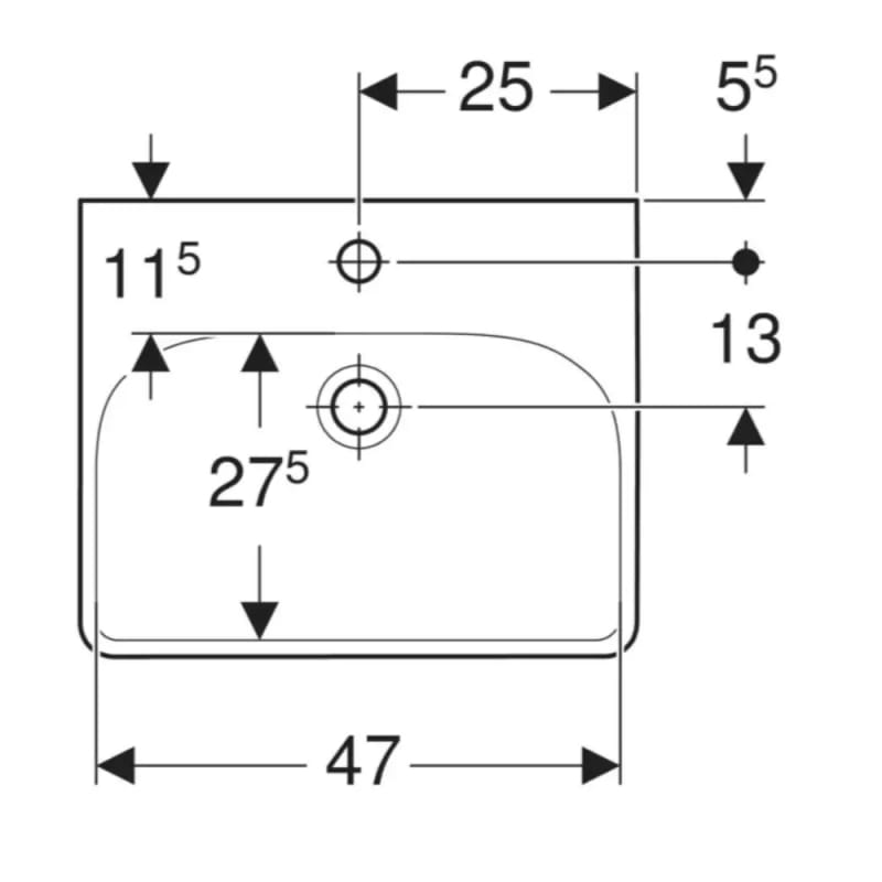 Умивальник підвісний Smyle Square 50х41 см, білий Geberit {500.256.01.1)