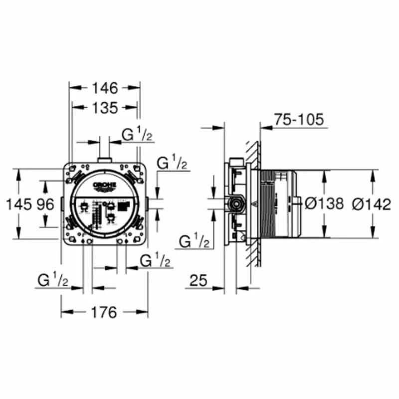 Вбудована частина змішувача Rapido SmartBox Grohe (35600000)