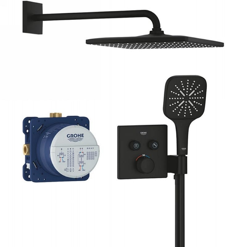 Душовий комплект Grohtherm SmartControl, з Rainshower 310 Mono Cube, чорний матовий Grohe (34865KF0) Душовий комплект Grohtherm SmartControl, з Rainshower 310 Mono Cube, чорний матовий Grohe (34865KF0)