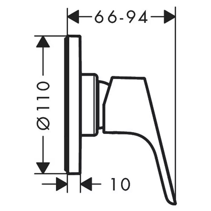Змішувач для душу Focus E Mini 110 мм, зовнішня частина, Chrome Hansgrohe (31961000)
