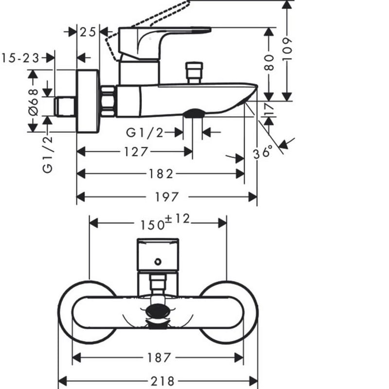 Смеситель для ванны Rebris E, Matt Black Hansgrohe (72450670) Смеситель для ванны Rebris E, Matt Black Hansgrohe (72450670)