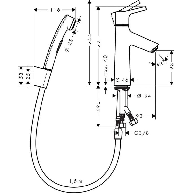 Смеситель для умывальника Talis Select S с клапаном Push-Open с бидеткой Chrome Hansgrohe (72290000)