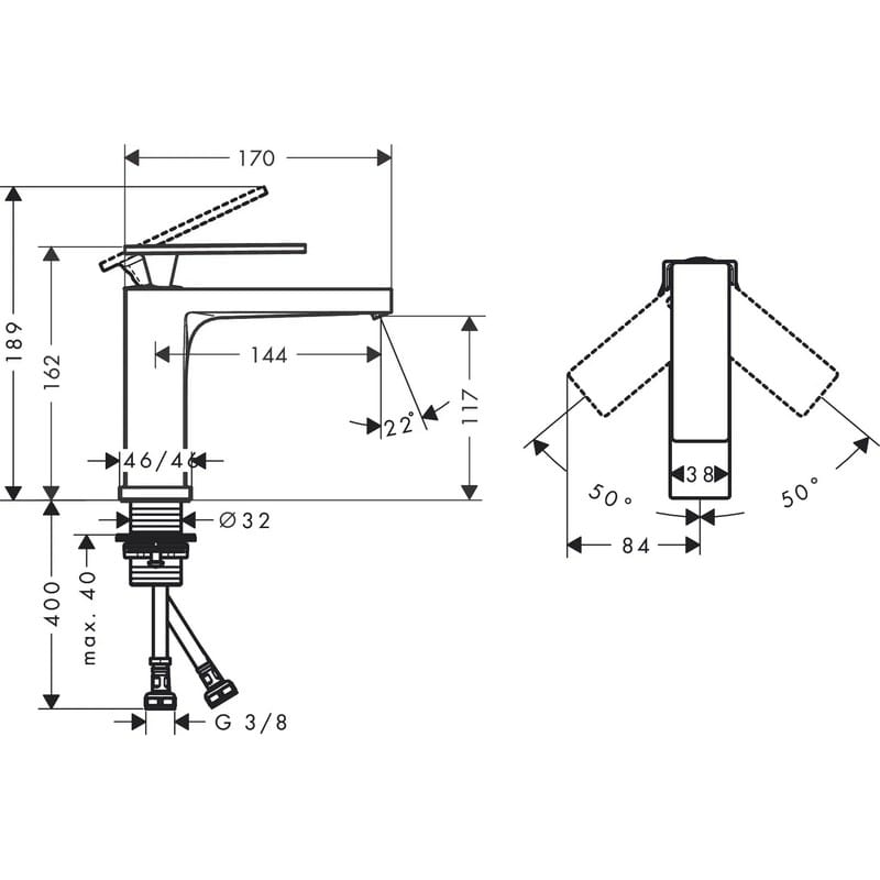 Змішувач для умивальника Tecturis E 110 без донного клапана Matt Black Hansgrohe (73011670) Змішувач для умивальника Tecturis E 110 без донного клапана Matt Black Hansgrohe (73011670)