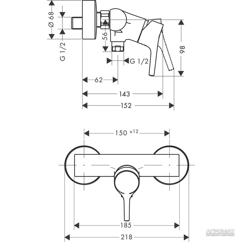 Смеситель для душа Talis S Chrome Hansgrohe (72600000)