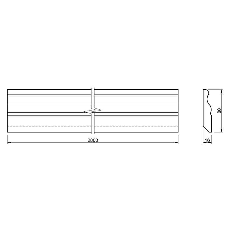 Плинтус MDF AGT SPR-7007 723 Черный шелк Soft Touch 2800х80х16 мм (уп. 6 шт.)