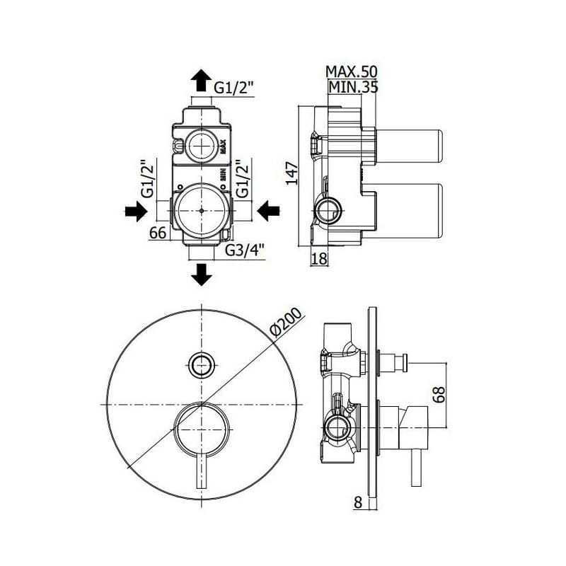 Смеситель для ванны/душа Light, Bianco Opaco (LIG015BO) Paffoni Смеситель для ванны/душа Light, Bianco Opaco (LIG015BO) Paffoni