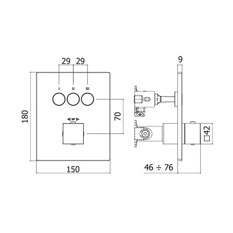 Термостат для душа Compact box (3 функции) наружная часть, Bianco Opaco (CPT519BO) Paffoni