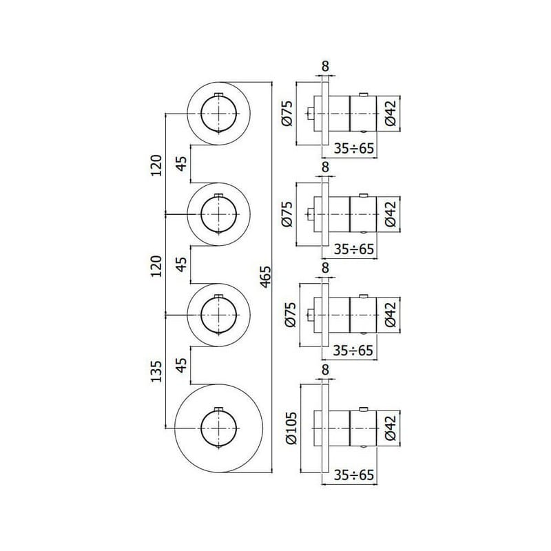 Термостат для душа/ванны Modular Box 3 функции, хром (MDE019CR) Paffoni Термостат для душа/ванны Modular Box 3 функции, хром (MDE019CR) Paffoni