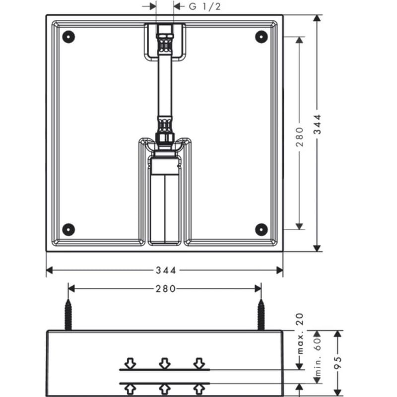 Вбудована частина для монтажу верхнього душа Hansgrohe 40x40 1Je  Brushed Bronze Hansgrohe (26254180)