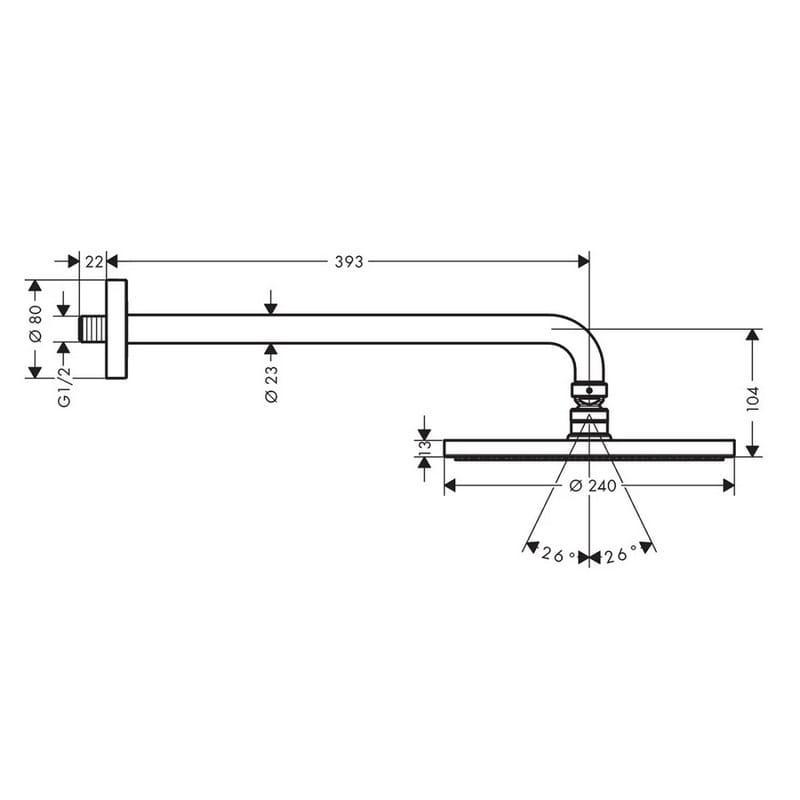 Верхний душ Hansgrohe Raindance S 240 PowderRain 1jet P с владельцем Chrome Hansgrohe (27607000) Верхний душ Hansgrohe Raindance S 240 PowderRain 1jet P с владельцем Chrome Hansgrohe (27607000)