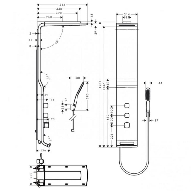 Душова панель Hansgrohe Raindance Shower panel Lift 180 2jet White/Chrome Hansgrohe (27008400)