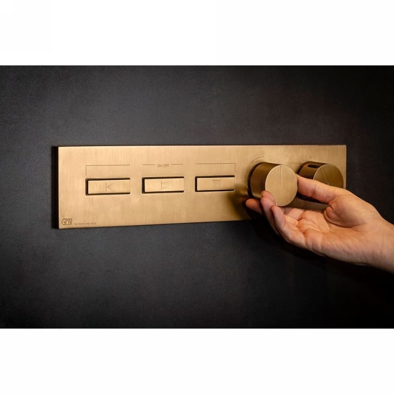 Термостат Hi-Fi Linear, 3 функции, наружная часть, Copper Bruched PVD Gessi (63014708) Термостат Hi-Fi Linear, 3 функции, наружная часть, Copper Bruched PVD Gessi (63014708)