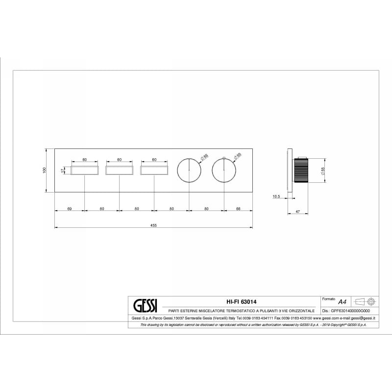 Термостат Hi-Fi Linear, 3 функции, наружная часть, Copper Bruched PVD Gessi (63014708) Термостат Hi-Fi Linear, 3 функции, наружная часть, Copper Bruched PVD Gessi (63014708)