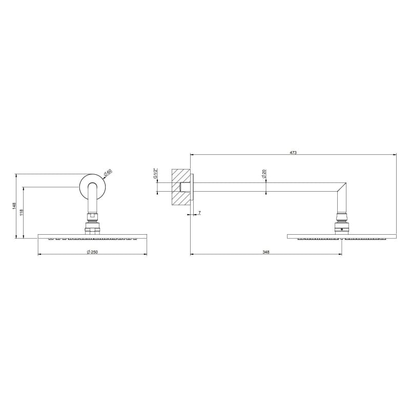 Верхний душ с кронштейном Anello 250 мм, warm bronze brushed PVD Gessi (63348-726)
