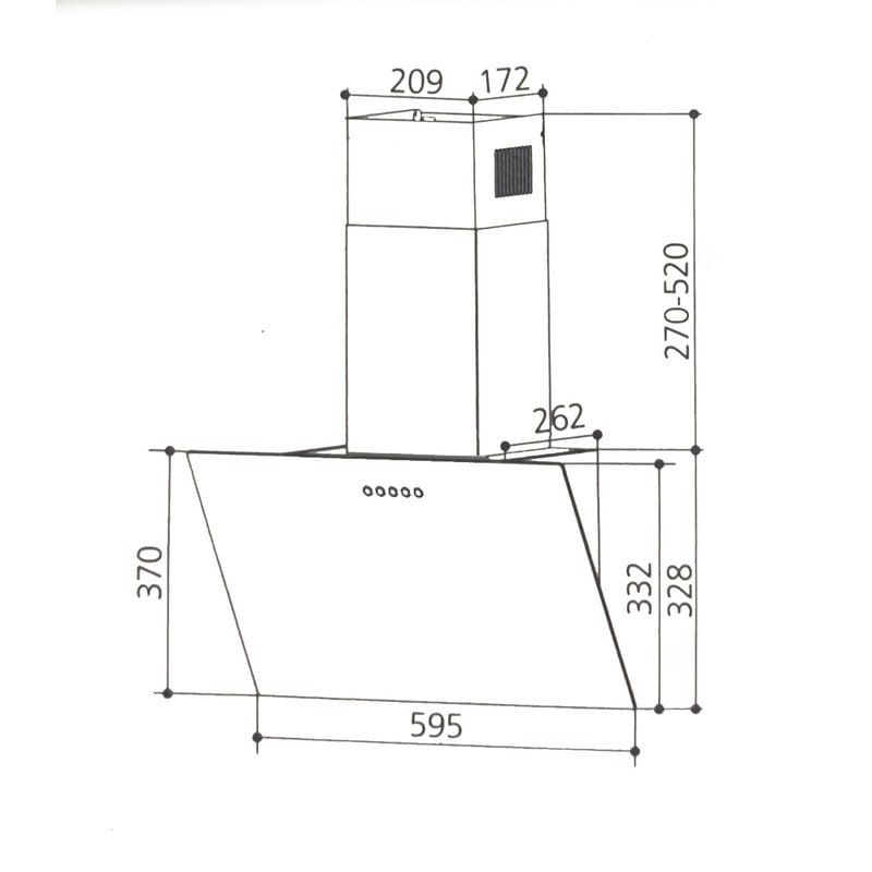 Витяжка похила TEFFI SLIM BL A/60/GL/PB чорне скло INTERLINE Витяжка похила TEFFI SLIM BL A/60/GL/PB чорне скло INTERLINE