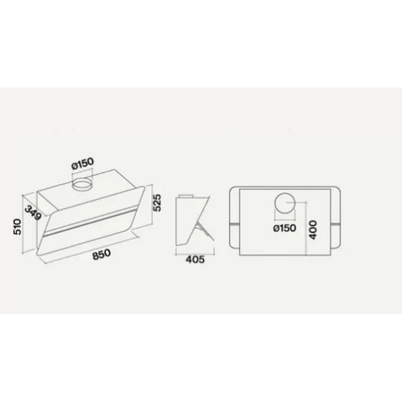 Витяжка пристінна FLIPPER 85 NRS BLACK SATIN GLASS 800 (CFPN85.E2P2#ZZZQ490F) Falmec