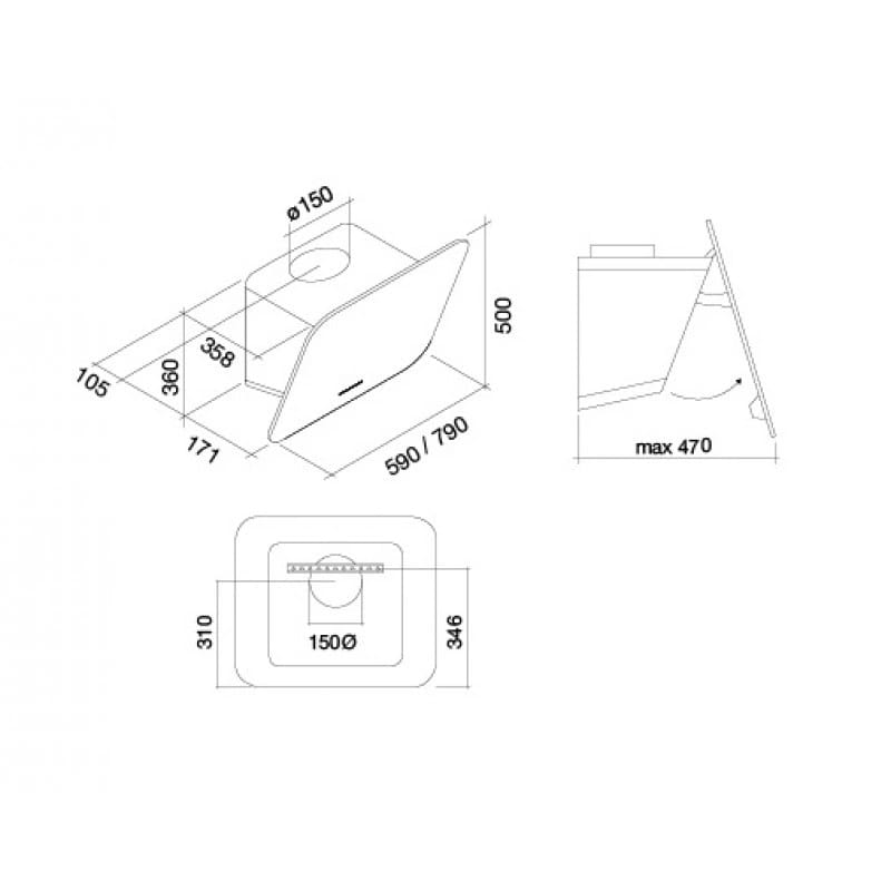 Витяжка пристінна TAB 60 WHITE 800 (CTCN60.E0P2#ZZZB491F) Falmec Витяжка пристінна TAB 60 WHITE 800 (CTCN60.E0P2#ZZZB491F) Falmec