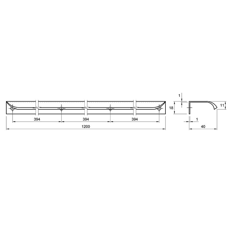 Ручка LT22 / 1180/1200 чорний матовий Ручка LT22 / 1180/1200 чорний матовий