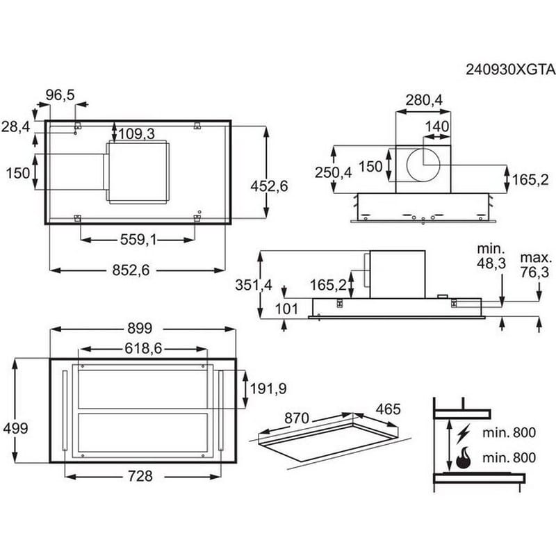 Вытяжка потолочная NDC7791SB Hob2Hood AEG Вытяжка потолочная NDC7791SB Hob2Hood AEG
